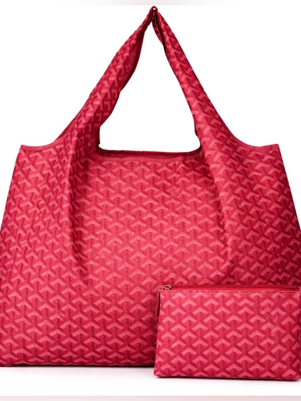Women's Red Patterned Nylon Shopping Tote NWOT